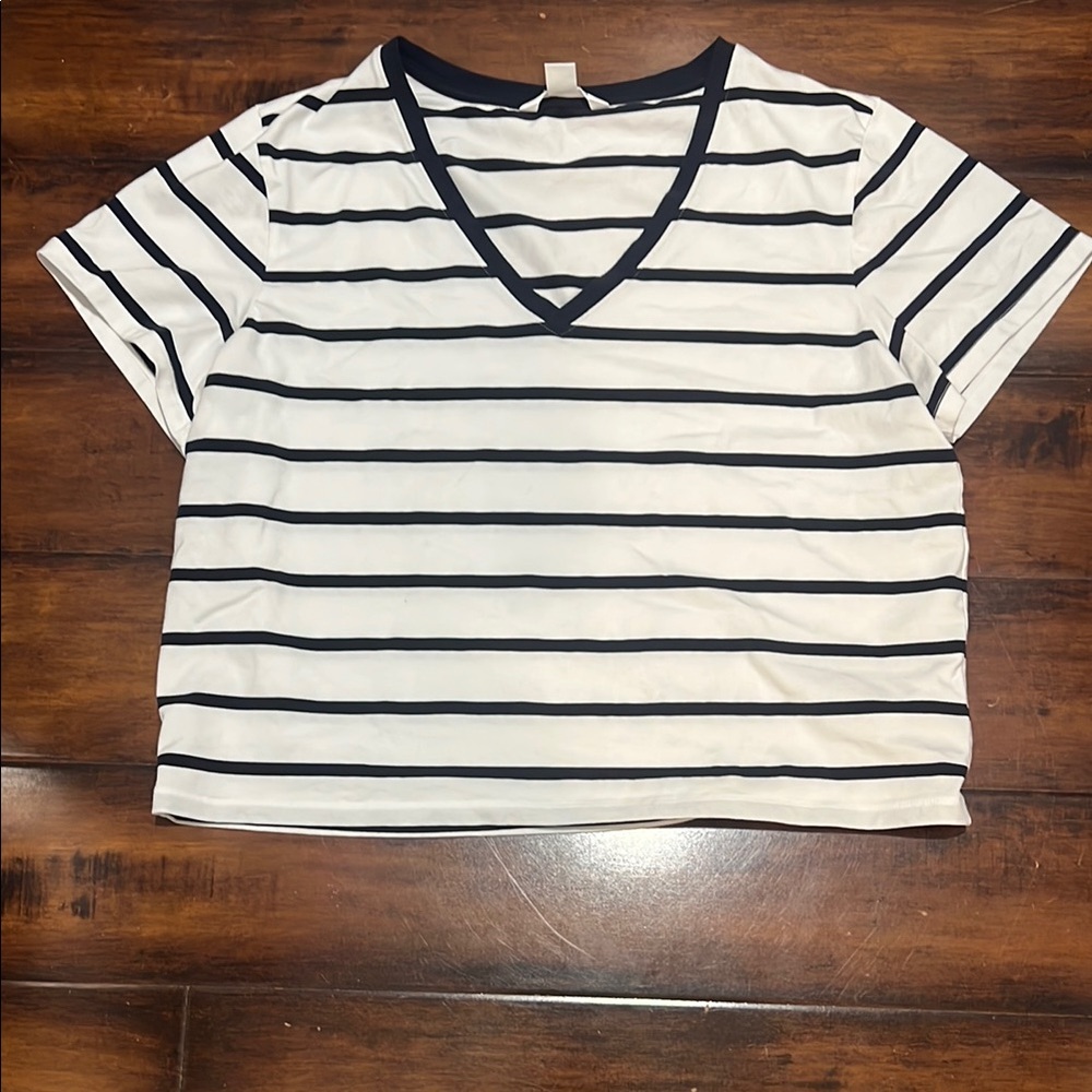 Athleta Striped V-Neck Top